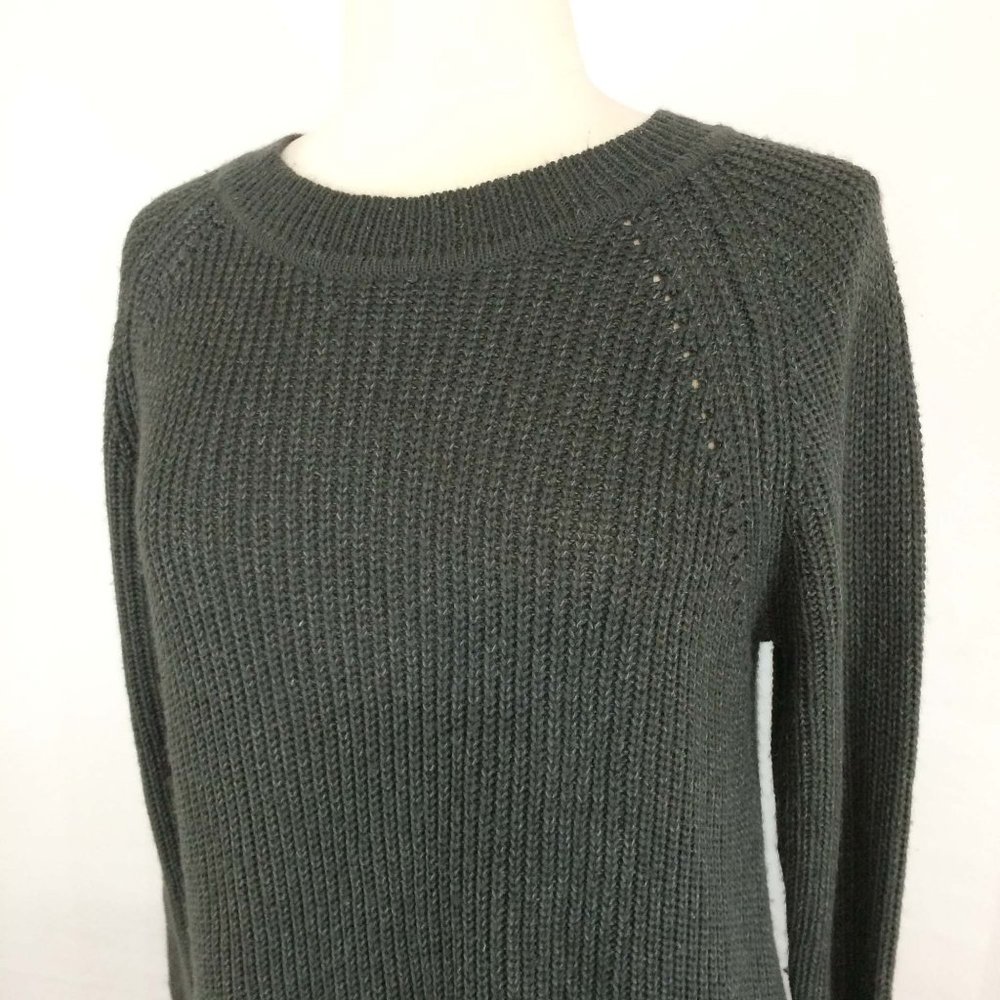 She + Sky Dark Gray Pullover Sweater,‎ Lace Up Back - Picture 2 of 9